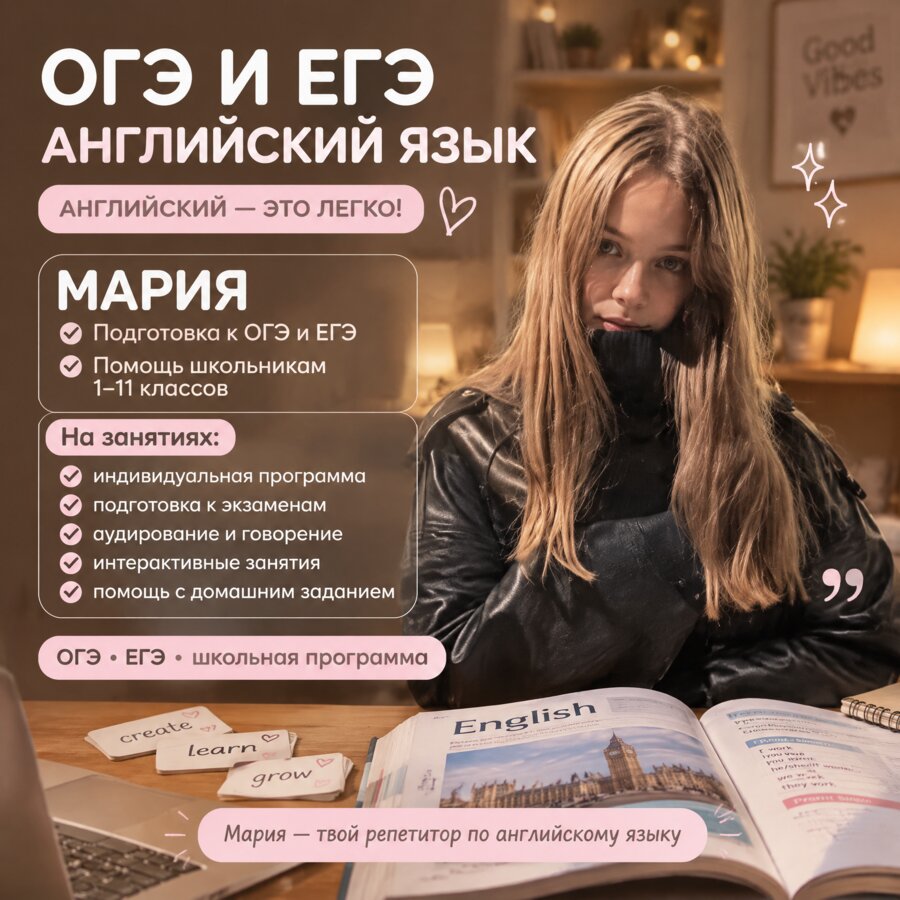 Мария — репетитор по предмету «Английский язык (ЕГЭ и ОГЭ)»